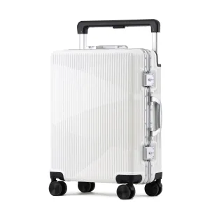 THE CLOWNFISH Polyester Aeroglide Series Spinner Hard Shell Trolley Bags For Travel|Suitcase For Travel|Cabin 8 Wheels Trolley Bags Luggage Bags|Polycarbonate|41 Litres|Metallic White,60 Cm,Large